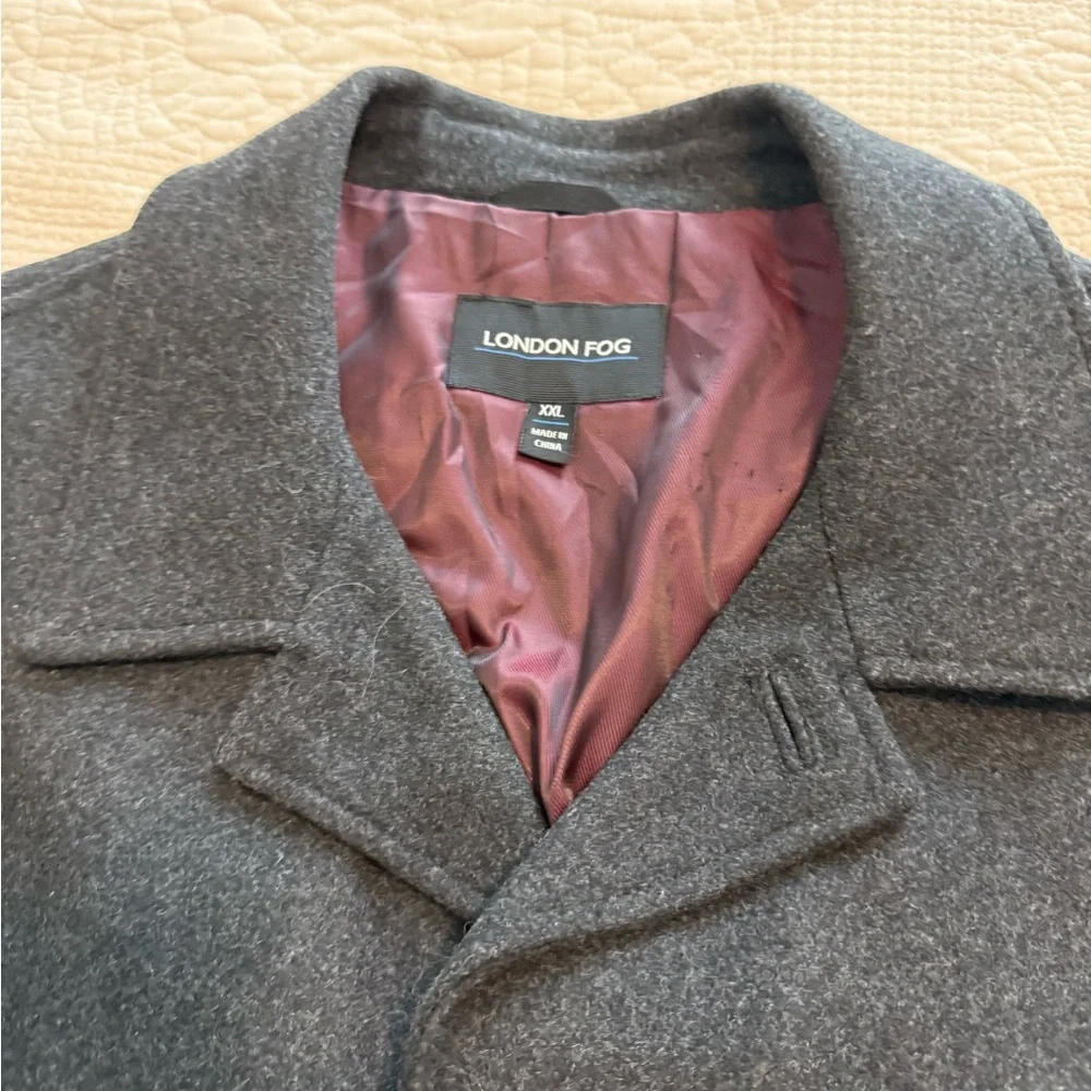 London Fog Charcoal Pea Coat Trench Coat - Picture 4 of 11